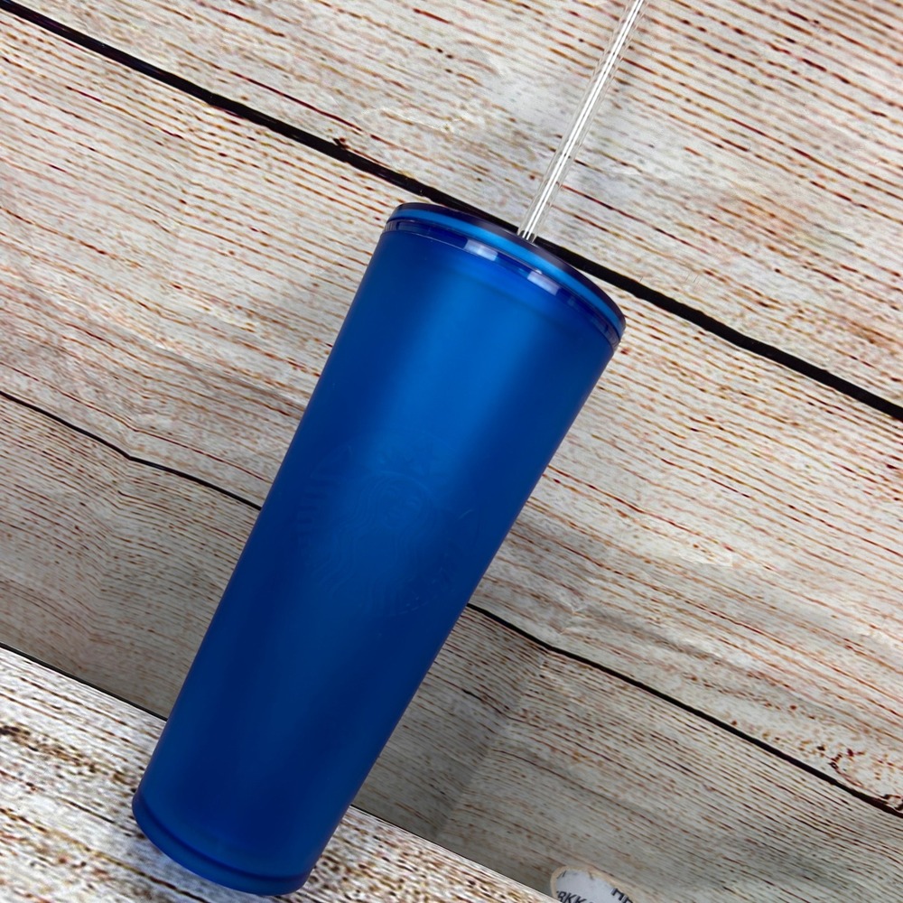 Starbucks Tumbler Matte Blue Venti Cold Cup Reusable‎ Travel Mug Vented Lid